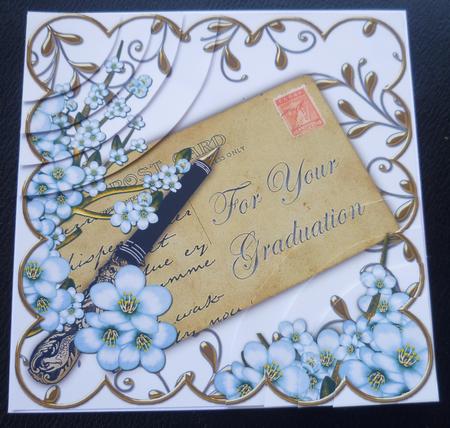 Blue Blossom Graduation Ink Saver 6in Duo Corner Stacker by Charlie Angel
