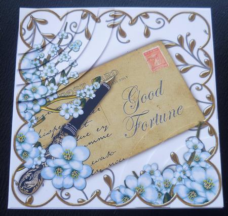 Blue Blossom Good Fortune Ink Saver 6in Duo Corner Stacker by Charlie Angel