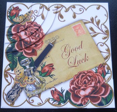 Dpink Roses Good Luck Ink Saver 6in Duo Corner Stacker by Charlie Angel