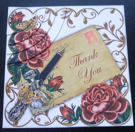 Dpink Roses Thank You Ink Saver 6in Duo Corner Stacker by Charlie Angel