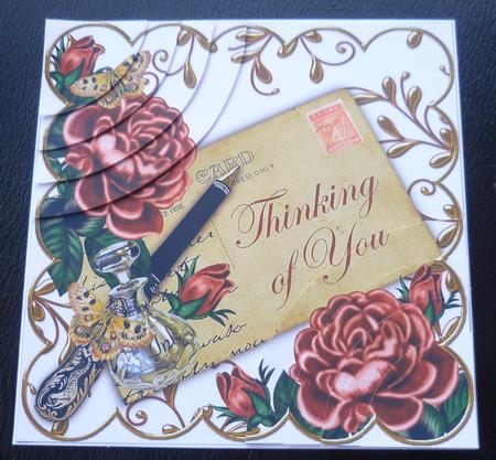 Dpink Roses Thinking of You Ink Saver 6in Duo Corner Stacker by Charlie Angel