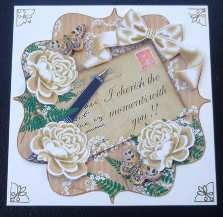 Cream Roses Cherish Moments with You 6in Bracket Topper by Charlie Angel