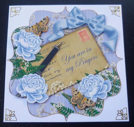Pale Blue Roses in My Prayers 6in Bracket Topper by Charlie Angel