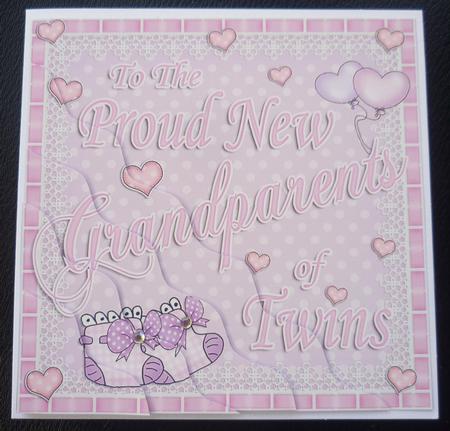 Proud Grandparents of Twins Wavy Corner Side Stacker Topper by Charlie Angel