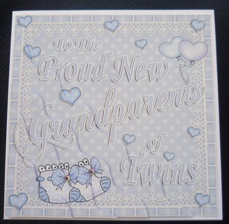 Proud Grandparents of Twins Wavy Corner Side Stacker Topper by Charlie Angel