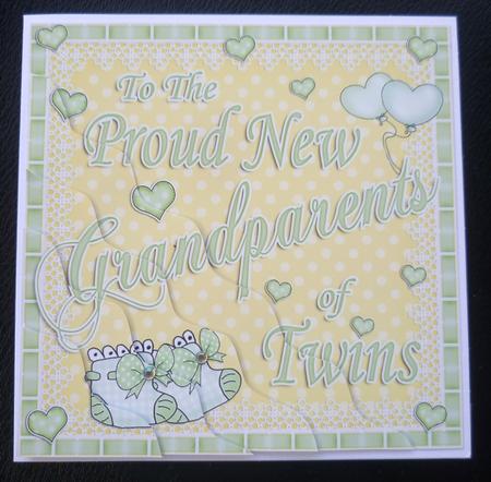 Proud Grandparents of Twins Wavy Corner Side Stacker Topper by Charlie Angel