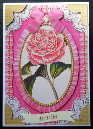 Pink Camila Lace N Ruffles Card Front Step by Step by Charlie Angel
