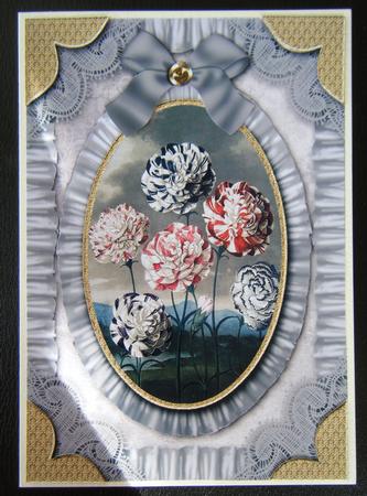 Multi Carnations Lace N Ruffles Card Front Step by Step by Charlie Angel