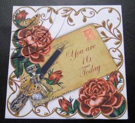 Deep Pink Roses 16 Today Ink Saver 6in Duo Corner Stacker by Charlie Angel