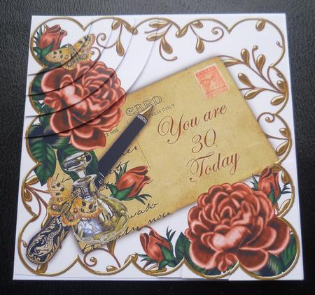Deep Pink Roses 30 Today Ink Saver 6in Duo Corner Stacker by Charlie Angel