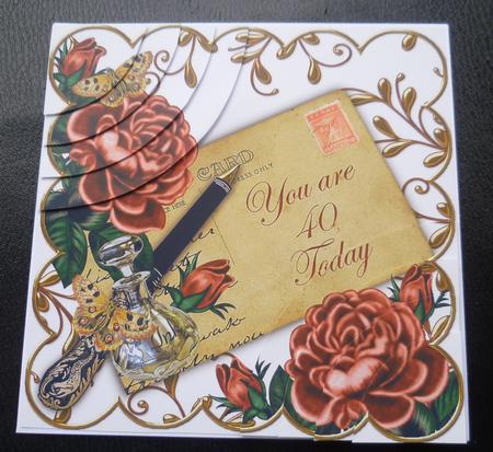 Deep Pink Roses 40 Today Ink Saver 6in Duo Corner Stacker by Charlie Angel