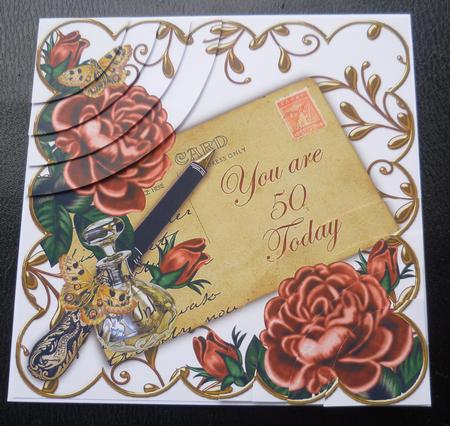 Deep Pink Roses 50 Today Ink Saver 6in Duo Corner Stacker by Charlie Angel