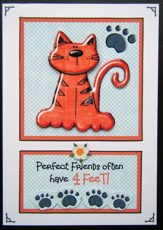 Perfect Friends Often Have 4 Feet!-easel Card with Decoupage by Charlie Angel