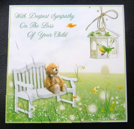 Teddy on a Bench Corner Stacker Loss of a Child by Charlie Angel