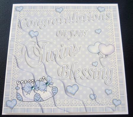 On Your Twins Blessing Wavy Corner Side Stacker Topper by Charlie Angel