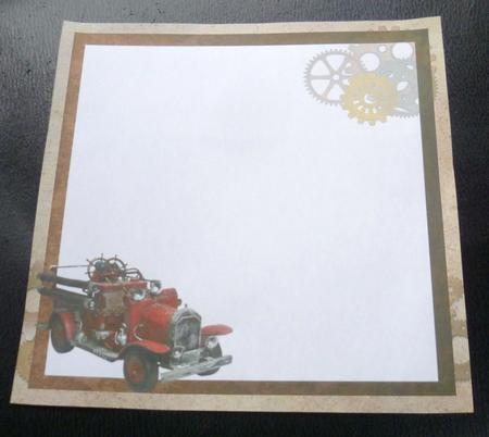Steampunk Vintage Fire Engine 8x8inch Insert Ink Saving by Charlie Angel