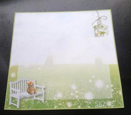 Teddy on a Bench 8x8inch Insert by Charlie Angel