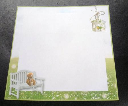 Teddy on a Bench 8x8inch Insert Ink Saving Version by Charlie Angel