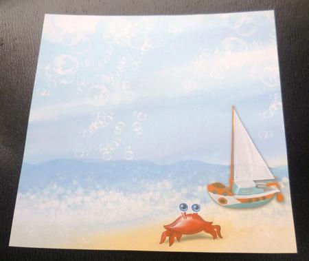 Bath at the Beach 8x8inch Insert Crab & Boat by Charlie Angel