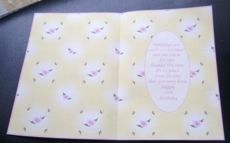 Pretty Floral 20th Birthday Insert by Charlie Angel