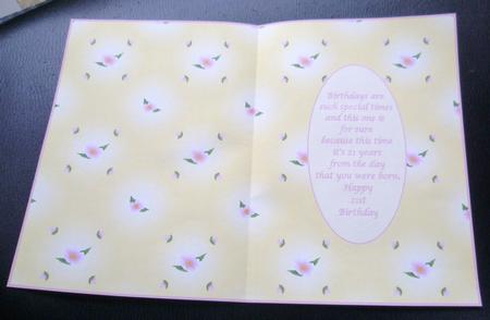 Pretty Floral 21st Birthday Insert by Charlie Angel
