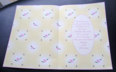 Pretty Floral 40th Birthday Insert by Charlie Angel
