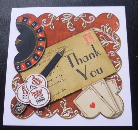 Roulette Red Thank You Scallop Postcard Step by Step by Charlie Angel