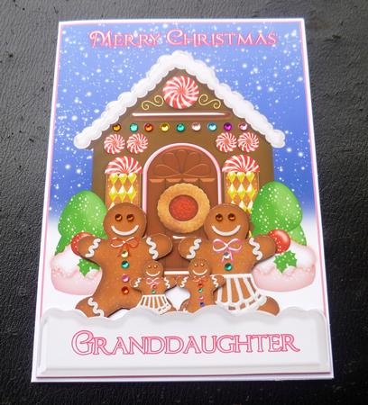 Granddaughter Gingerbread Family Christmas Card by Charlie Angel