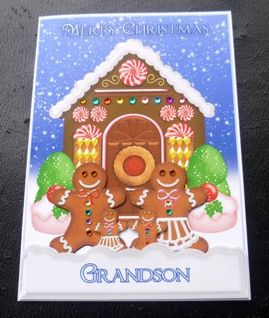 Grandson Gingerbread Christmas Card by Charlie Angel