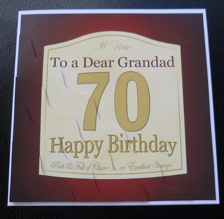 70th Birthday Grandad Wine Label Wavy Corner Side Stacker by Charlie Angel