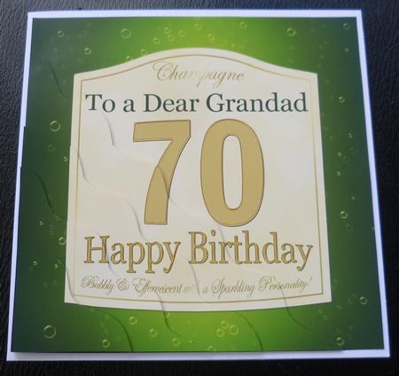 70th Birthday Grandad Champagne Label Wavy Corner Stacker by Charlie Angel