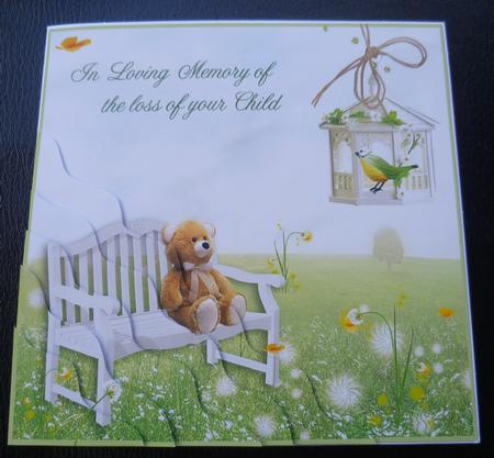 Bench & Teddy Loving Memory of Loss of Child Corner Stacker by Charlie Angel