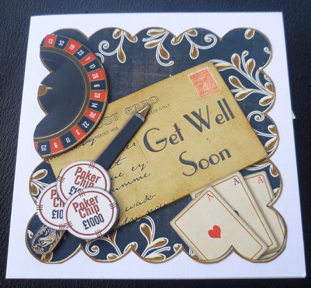 Roulette Black Get Well Soon Postcard Step by Step by Charlie Angel