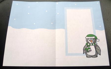 Penguin Party A5 Card Insert Portrait (green Hat) by Charlie Angel