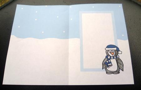 Penguin Party A5 Card Insert Portrait (green Hat) by Charlie Angel