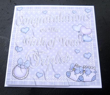 Congratulations Birth of Triplets Wavy Corner Side Stacker by Charlie Angel