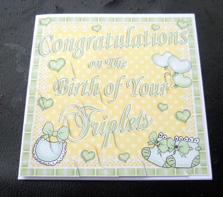 Congratulations Birth of Triplets Wavy Corner Side Stacker by Charlie Angel