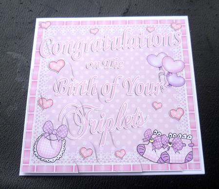 Congratulations Birth of Triplets Wavy Corner Side Stacker by Charlie Angel