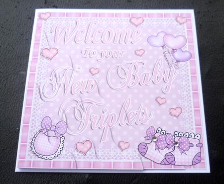 Welcome New Baby Triplets Wavy Corner Side Stacker by Charlie Angel