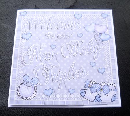 Welcome New Baby Triplets Wavy Corner Side Stacker by Charlie Angel