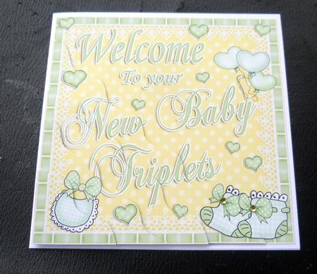 Welcome New Baby Triplets Wavy Corner Side Stacker by Charlie Angel
