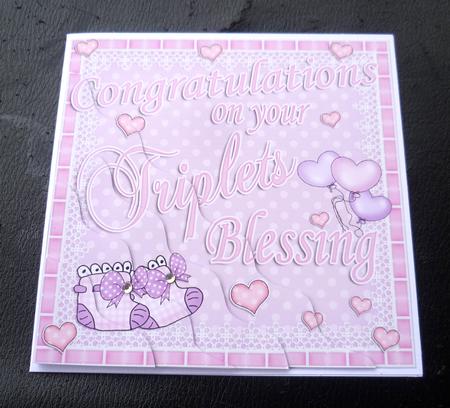 On Your Triplets Blessing Wavy Corner Side Stacker Topper by Charlie Angel