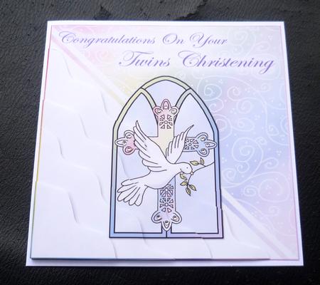 Twins Christening Wavy Corner Side Stacker Topper by Charlie Angel