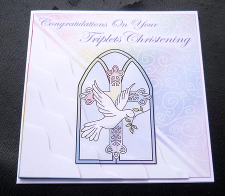 Triplets Christening Wavy Corner Side Stacker Topper by Charlie Angel