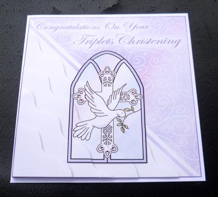 Triplets Christening Wavy Corner Side Stacker Topper by Charlie Angel