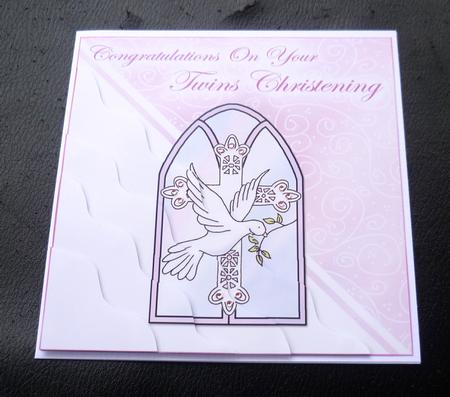 Twins Christening Wavy Corner Side Stacker Topper by Charlie Angel