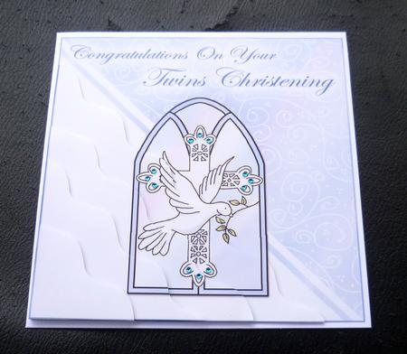 Twins Christening Wavy Corner Side Stacker Topper by Charlie Angel