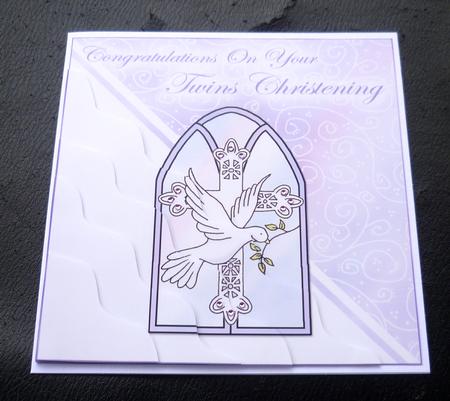 Twins Christening Wavy Corner Side Stacker Topper by Charlie Angel
