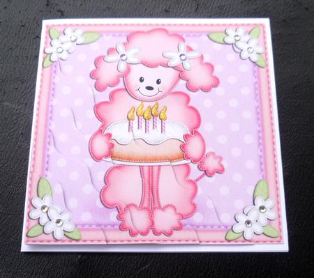 Bon Bon the Poodle's Birthday Cake Wavy Corner Side Stacker by Charlie Angel