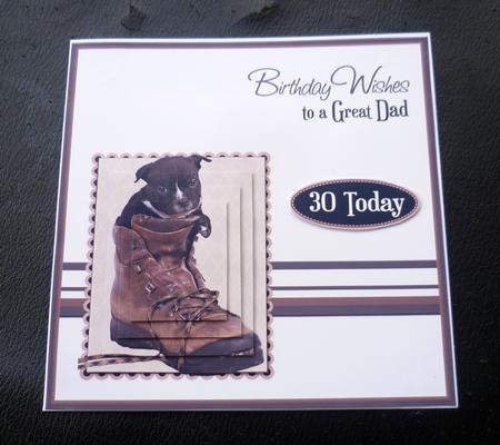Pup in Boot 6inch Pyramid Birthday Dad by Charlie Angel